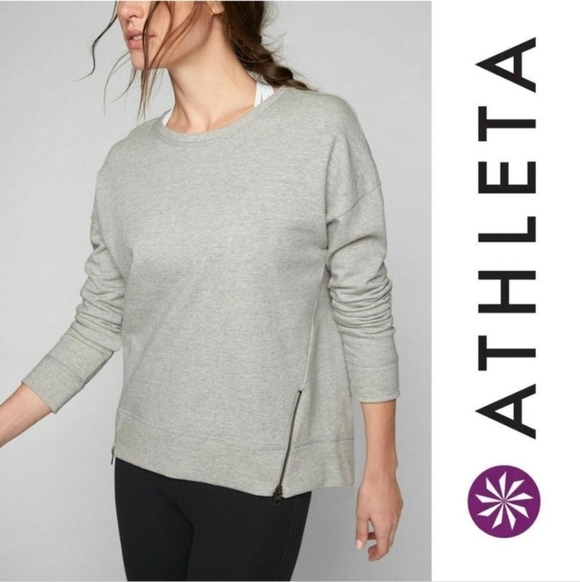 Athleta Tops - Athleta Cityscape Crewneck Grey Side Zipper Sweatshirt XS